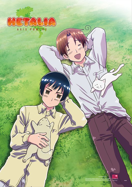 Hetalia - Italy and Japan Laying on Grass Wall Scroll