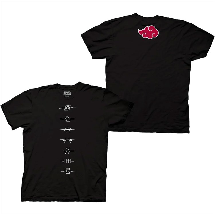 Naruto Shippuden - Anti Village Symbols and Red Cloud T-Shirt L