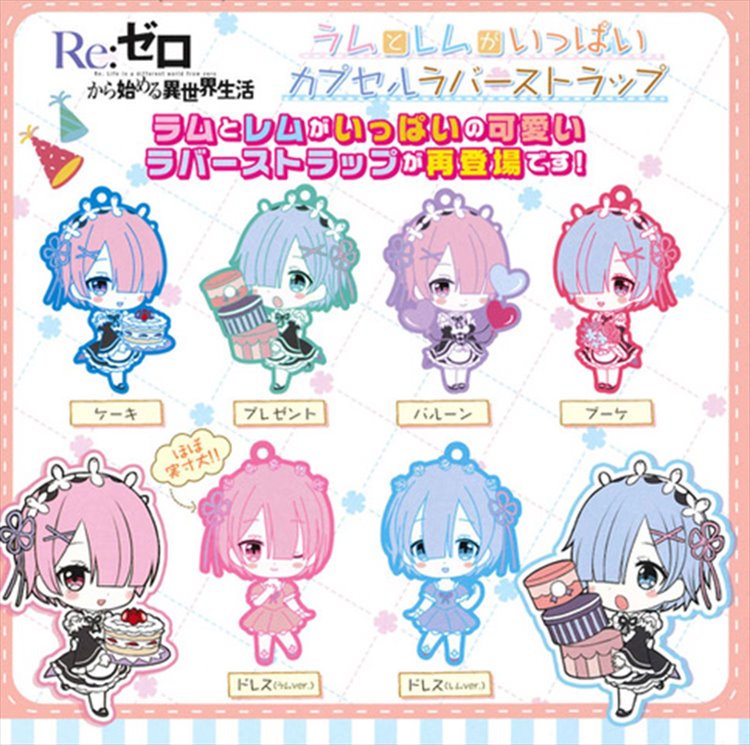 Re:Zero - Rem and Ram Rubber Strap Set of 6 - Click Image to Close