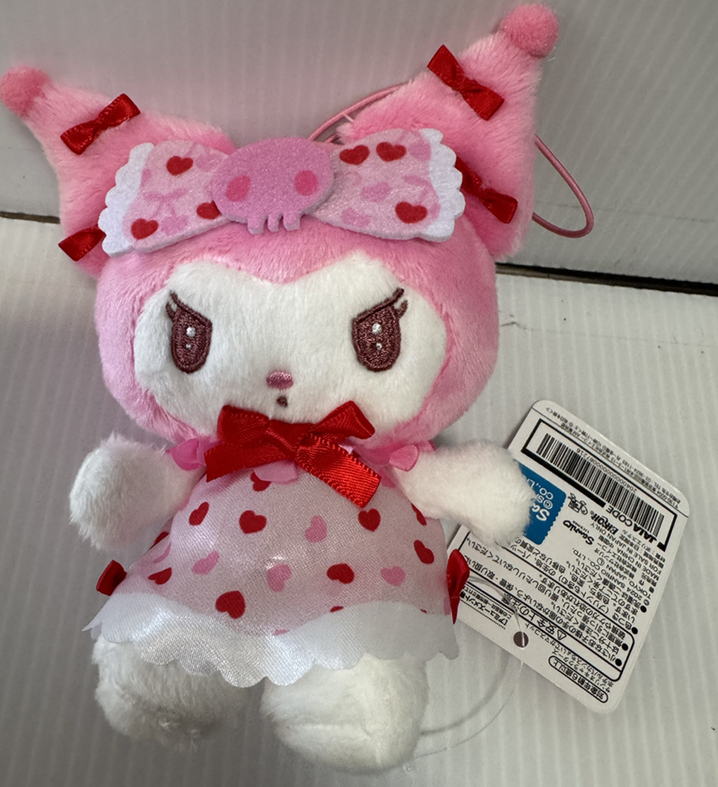 Sanrio - Kuromi Pink Dress with Hearts 10cm Plush