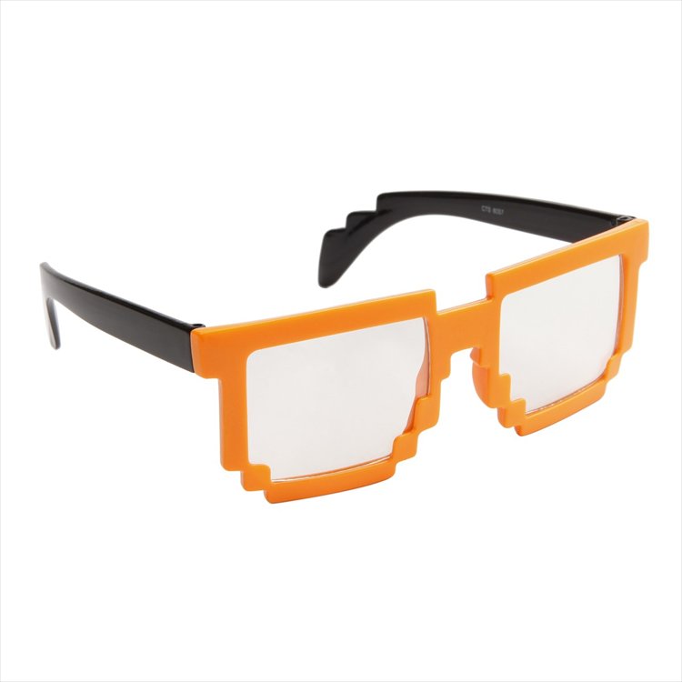 Glasses - Pixel Two Tone Orange Frame Clear Lens Glasses Glasses - Pixel Two Tone Orange Frame Clear Lens Glasses