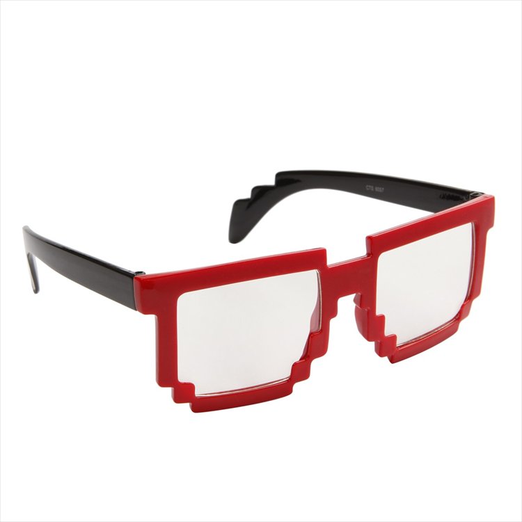 Glasses - Pixel Two Tone Red Frame Clear Lens Glasses Glasses - Pixel Two Tone Red Frame Clear Lens Glasses