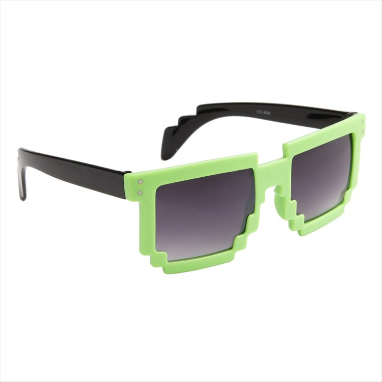 Glasses - Two Tone Green Frame Pixel Sunglasses Glasses - Two Tone Green Frame Pixel Sunglasses