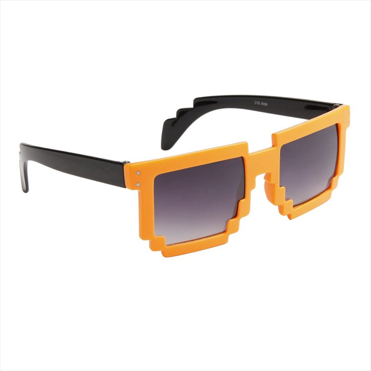 Glasses - Two Tone Orange Frame Pixel Sunglasses Glasses - Two Tone Orange Frame Pixel Sunglasses