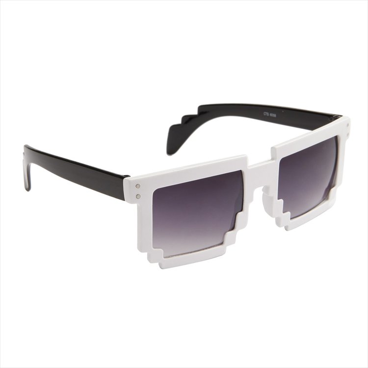 Glasses - Two Tone White Frame Pixel Sunglasses Glasses - Two Tone White Frame Pixel Sunglasses