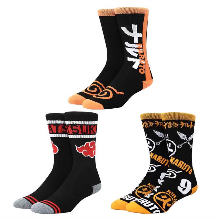 Naruto - Akatsuki 3 Pairs Crew Socks - Click Image to Close