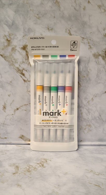Mark+ - 2 Way Color Marker Water Based Pigment Ink Medium and Extra Fine Point MT200 5S2 Piece Set