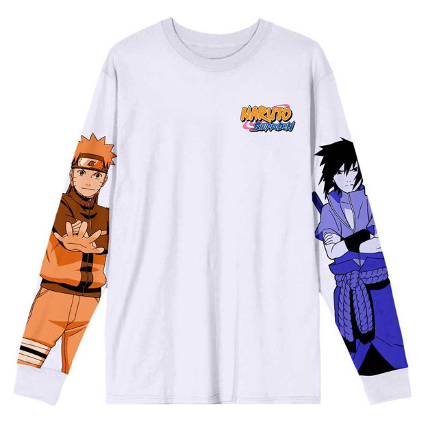 Naruto Shippuden - Naruto and Sasuke Long Sleeve T-Shirt M - Click Image to Close