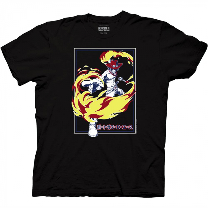 One Piece - Ace with Fire T-Shirt XL - Click Image to Close