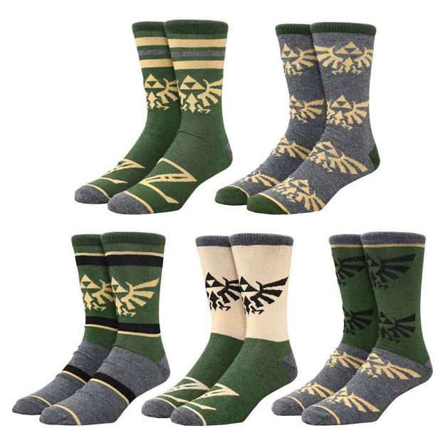 Zelda - Hyrule Crest 5 Pair Crew Socks