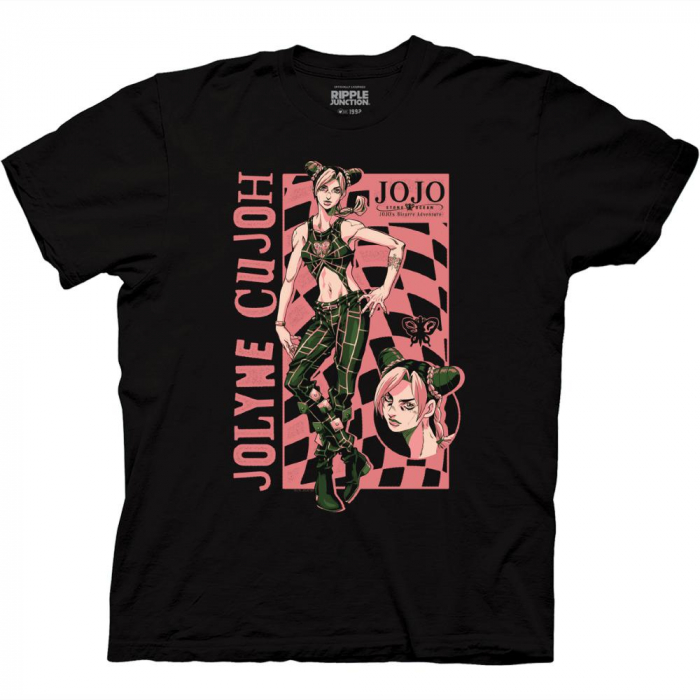 Jojos Bizzare Adventure Part VI - Jolyne Pink Checkered T-Shirt M - Click Image to Close