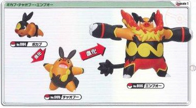 Pokemon - Black & White Rittai Solid Bodied Evolution Figure Tepig Pignite Emboar