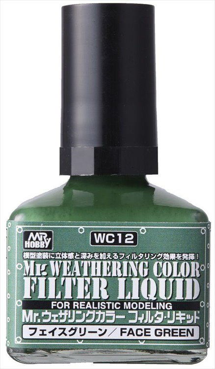 Mr Hobby - Mr Weathering Color Filter Liquid Green WC12 40ml - Click Image to Close