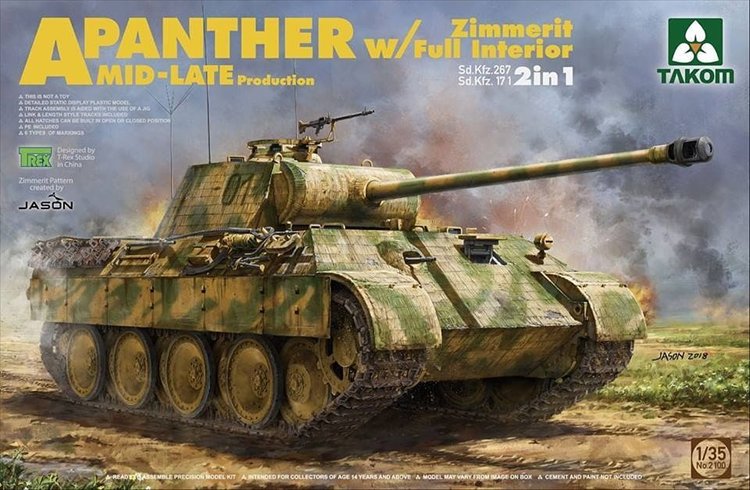 Takom - 1/35 Panther A Mid-Late Production Zimmerit with Full Interior