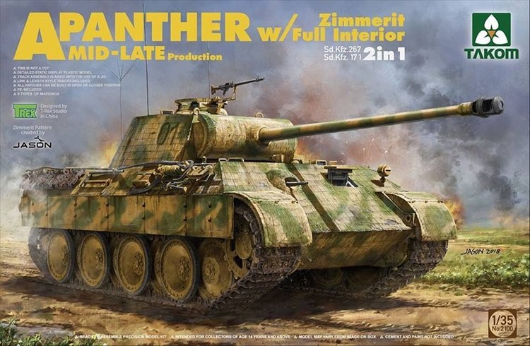 Takom - 1/35 Panther A Mid-Late Production Zimmerit with Full Interior - Click Image to Close