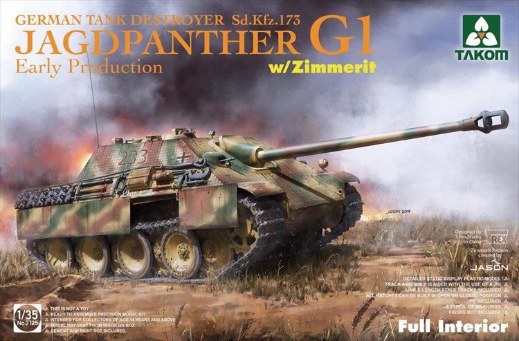 Takom - 1/35 Jagdpanther G1 Early production Sd.Kfz.173 with Zimmerit full interior