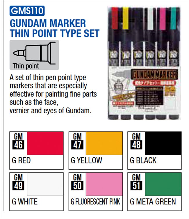 Mr Hobby - GMS110 Gundam Marker Ultra Fine Set
