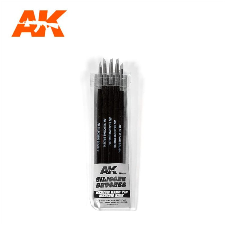 AK Interactive - Silicon Brush Set Medium Hard Medium Tip - Click Image to Close