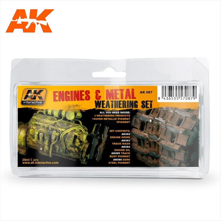 AK Interactive - Engines And Metal Weathering Set - Click Image to Close