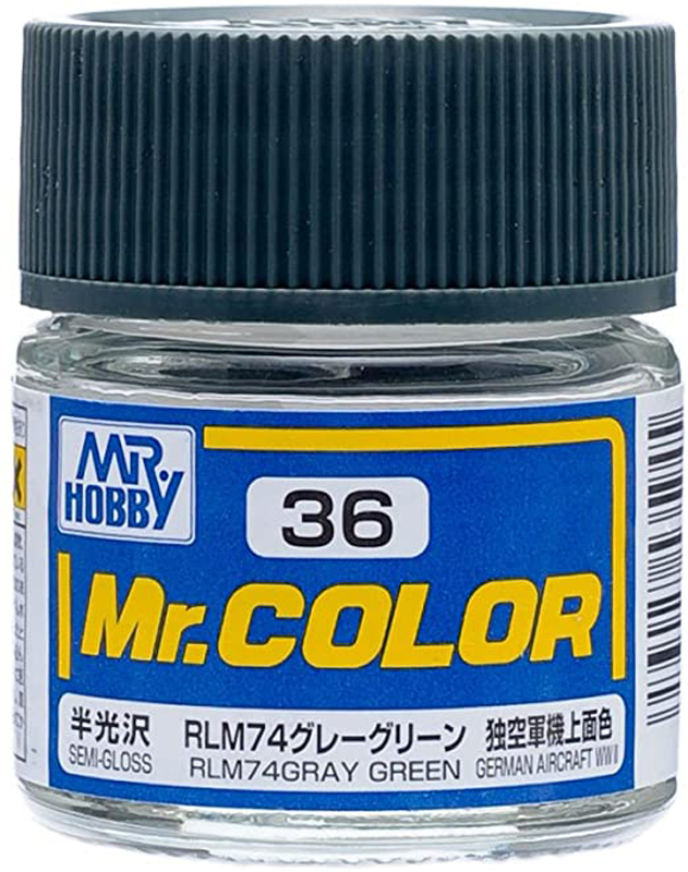 Mr Color - C36 Semi-Gloss RLM74 Gray Green 10ml - Click Image to Close