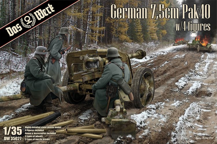 Das Werk - 1/35 German 7.5cm Pak 40 with 4 Figures Model Kit - Click Image to Close