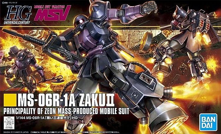 Gundam - 1/144 HGUC MS-06R-1A Zaku II Black Tristars Model Kit - Click Image to Close