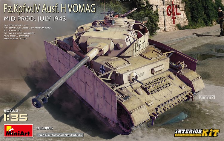 Miniart - 1/35 Pz.Kpfw.IV Ausf. H Vomag. Mid Production with Interior Kit - Click Image to Close