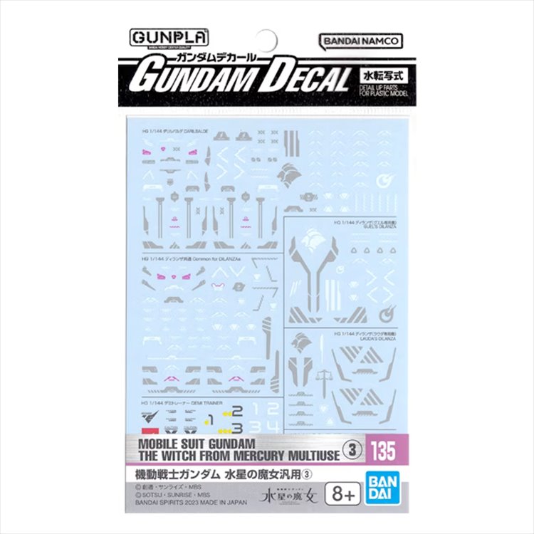 The Witch from Mercury Gundam - Multiuse 3 Bandai Spririt Decal - Click Image to Close