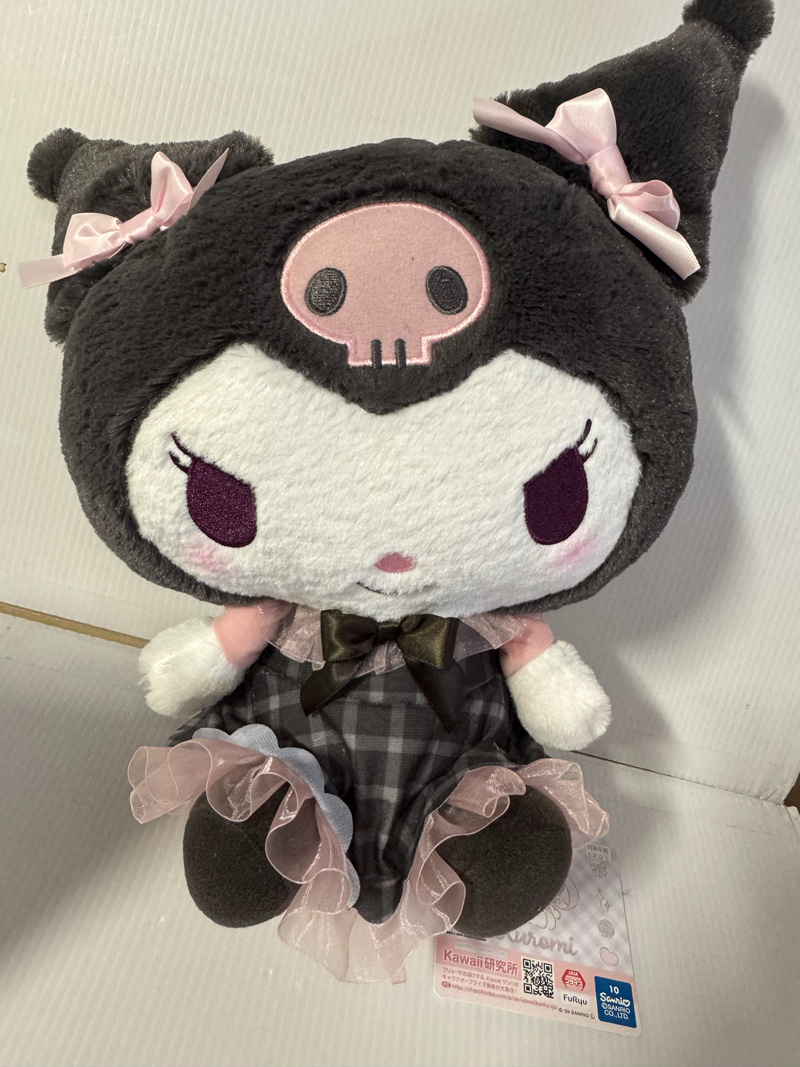 Sanrio - Kuromi Black Plaid Skirt 33cm Plush